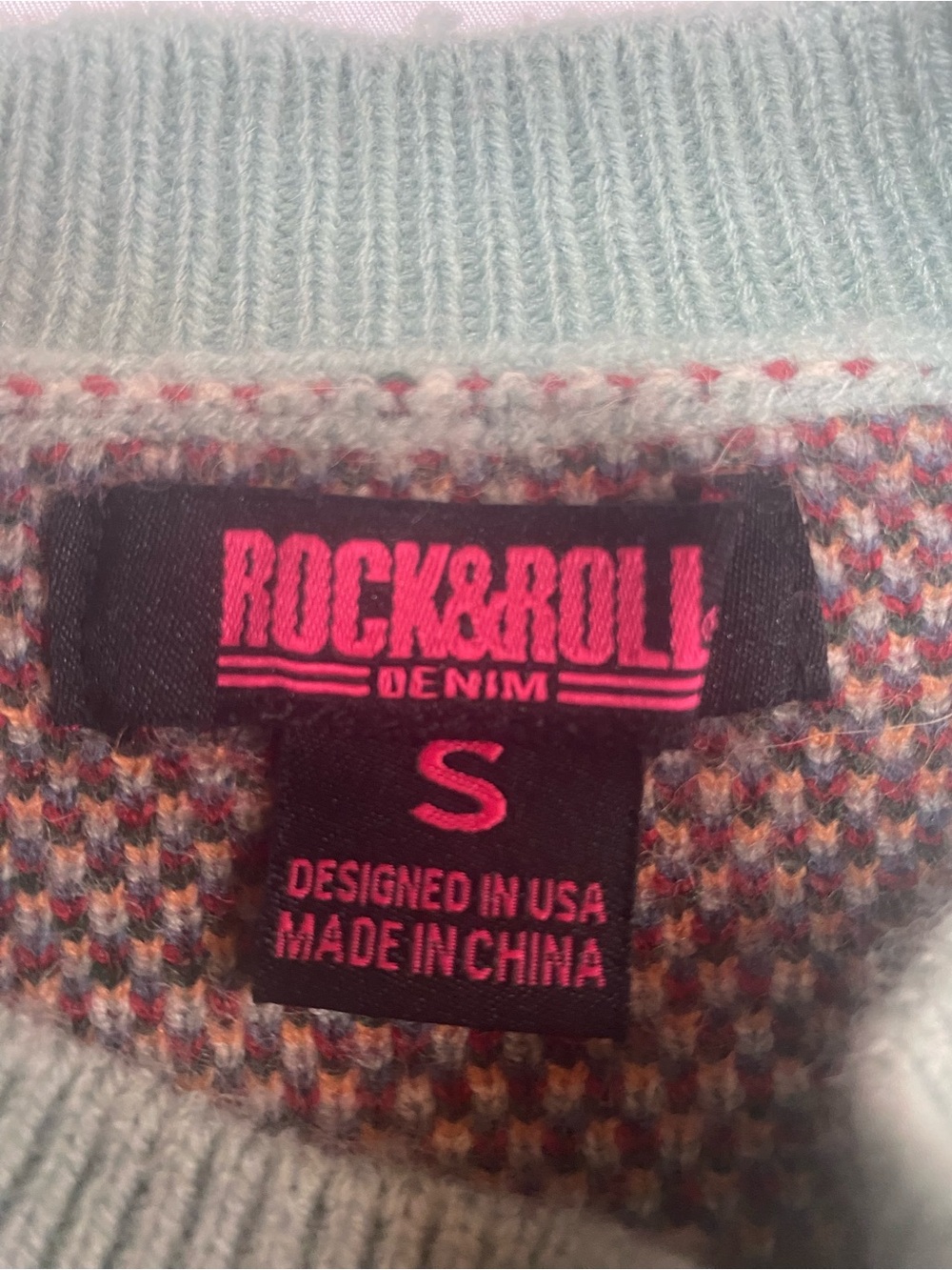 Rock & Roll Denim Multicolor Southwestern Pattern Knit Sweater Women’s Small - Picture 3 of 4
